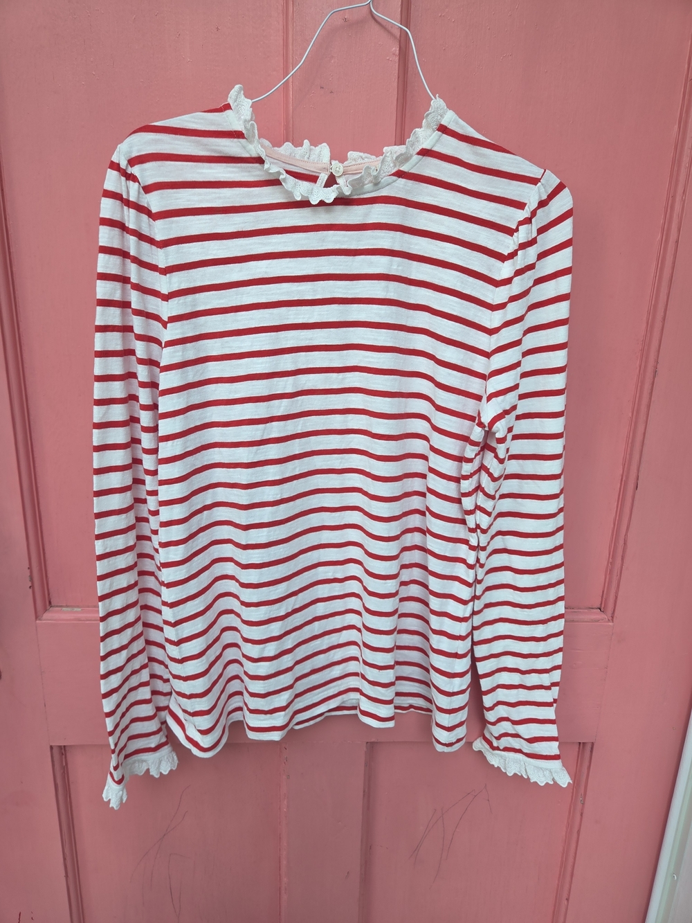 Boden Striped Long Sleeve Top Red & White Size Medium